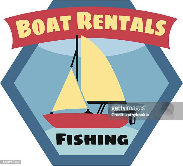 boat rental sign or sticker - motorboating stock illustrations