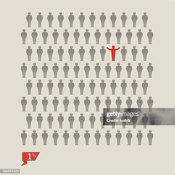 stockillustraties, clipart, cartoons en iconen met one percent of people - standing out from the crowd