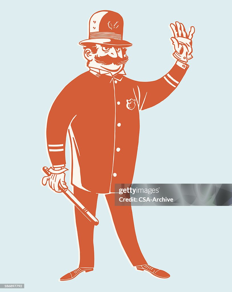 Policeman Gesturing to Stop