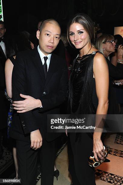 Designer Jason Wu and Olivia Palermo attend the 17th Annual Accessories Council ACE Awards At Cipriani 42nd Street on November 4, 2013 in New York...