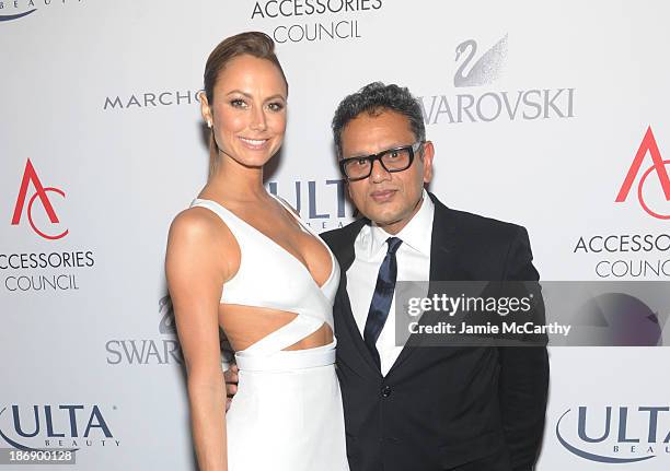 Stacy Keibler and designer Naeem Khan attend the 17th Annual Accessories Council ACE Awards At Cipriani 42nd Street on November 4, 2013 in New York...