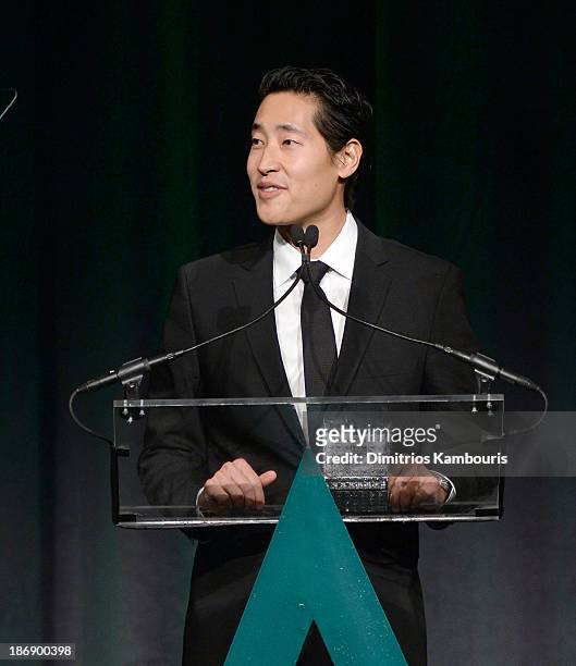 Charlie Chanaratsopon speaks onstage at the 17th Annual Accessories Council ACE Awards At Cipriani 42nd Street on November 4, 2013 in New York City.