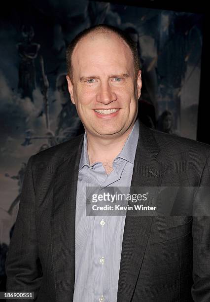 President of Production at Marvel Studios Kevin Feige arrives at the premiere of Marvel's "Thor: The Dark World" at the El Capitan Theatre on...
