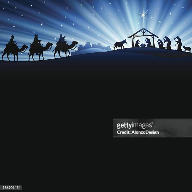 weihnachten weihnachtskrippe - nativity scene stock-grafiken, -clipart, -cartoons und -symbole