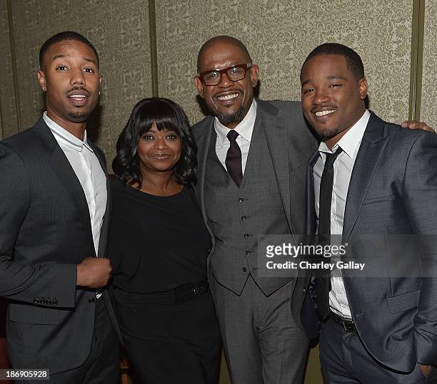 Actors Michael B. Jordan and Octavia Spencer, actor-producer Forest Whitaker and director Ryan Coogler attend the Vanity Fair event honoring Michael...