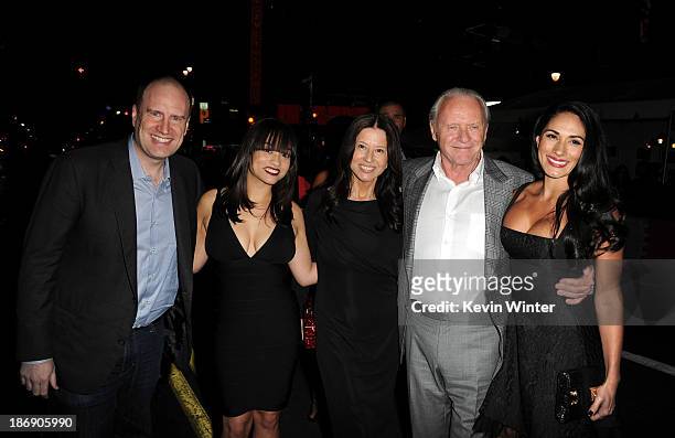 President of Production at Marvel Studios Kevin Feige and actor Anthony Hopkins with family arrive at the premiere of Marvel's "Thor: The Dark World"...
