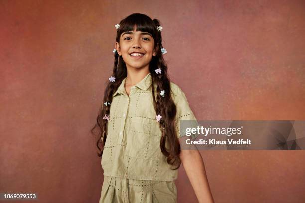 portrait of smiling girl with long hair and bangs - iranian people stock pictures, royalty-free photos & images