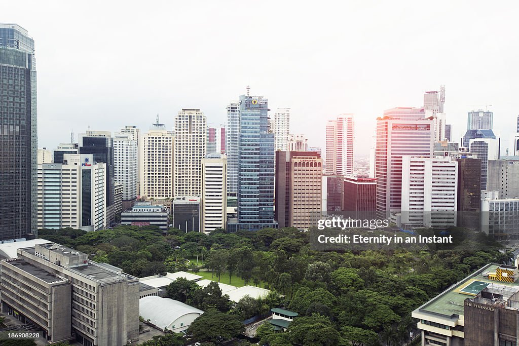 Downtown Manila  Makati skyline and traffic