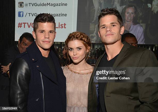 Actors Charlie Carver, Holland Roden and Max Carver attend the TV Guide Magazine's Hot List Party at Emerson Theatre on November 4, 2013 in...