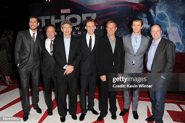 Actor Zachary Levi, executive producer Louis D'Esposito, chairman of the Walt Disney Studios Alan Horn, actor Tom Hiddleston, Chairman and chief...