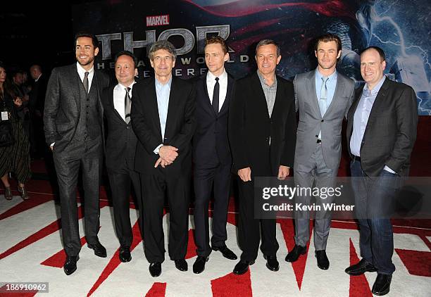 Actor Zachary Levi, executive producer Louis D'Esposito, chairman of the Walt Disney Studios Alan Horn, actor Tom Hiddleston, Chairman and chief...