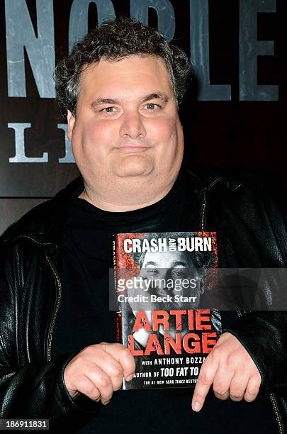 Comedian Artie Lange signs copies of his new book "Crash And Burn" at Barnes & Noble bookstore at The Grove on November 4, 2013 in Los Angeles,...