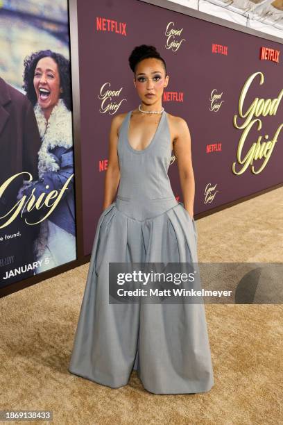 Ruth Negga attends the premiere of "Good Grief" at The Egyptian Theatre Hollywood on December 19, 2023 in Los Angeles, California.