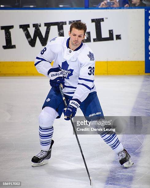 Frazer McLaren of the Toronto Maple Leafs skates against the Edmonton Oilers during an NHL game on October 2013 at Rexall Place in Edmonton, AB,...