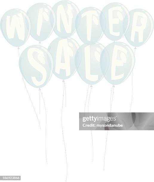 vector blue balloons wording winter sale - inexpensive stock illustrations