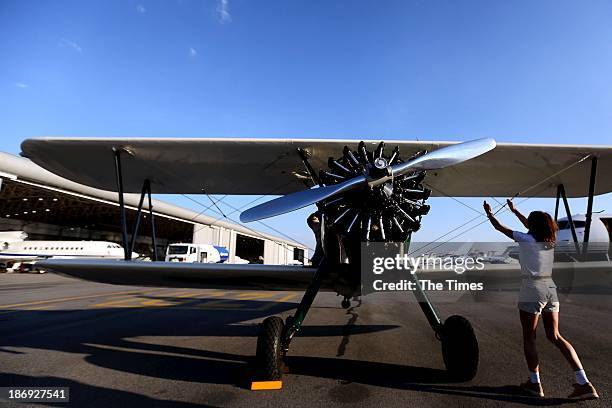 Tracey Curtis-Taylor at Lanseria Airport on November 4 in Johannesburg, South Africa. In 1928, Mary Heath became first person to fly from Cape Town...