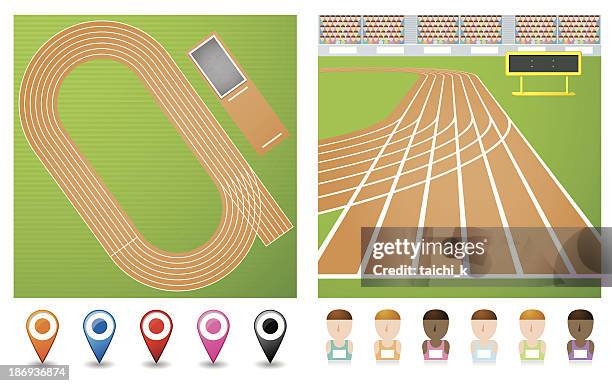 ilustrações, clipart, desenhos animados e ícones de de corrida - pista de corrida