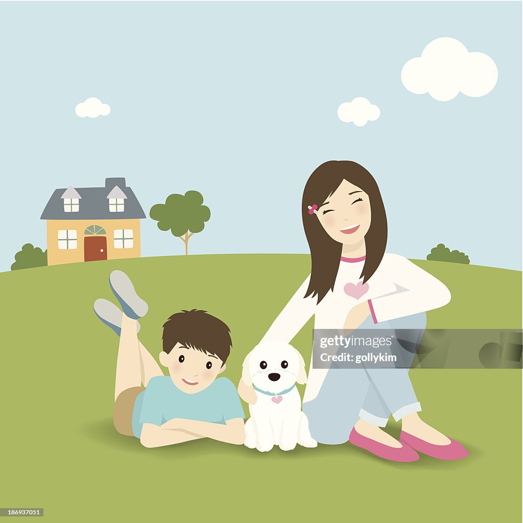 Family with dog