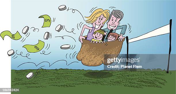 family fun - family potato sack race stock illustrations