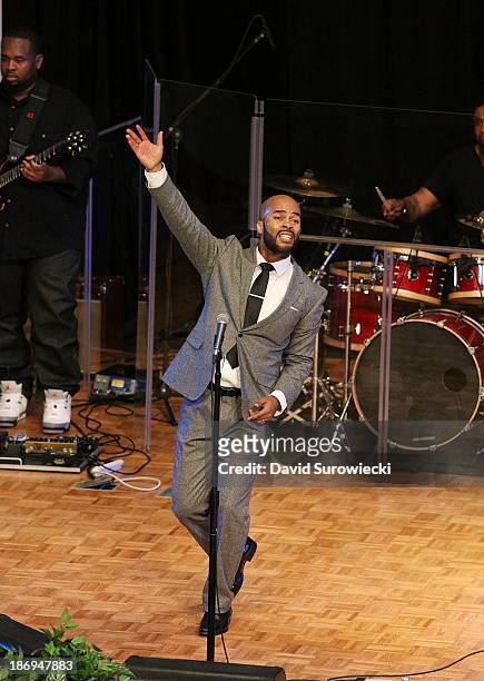 Gospel artist JJ Hairston performs at The First Cathedral during a live recording of JJ Hairston & Youthful Praise's seventh album "I See Victory" on...