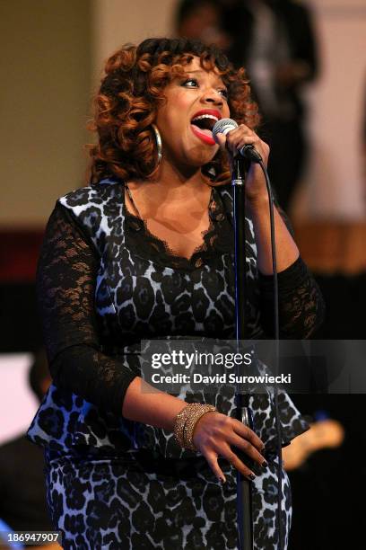 Gospel artist Kierra Sheard performs at The First Cathedral during a live recording of JJ Hairston & Youthful Praise's seventh album "I See Victory"...