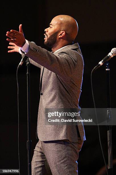 Gospel artist JJ Hairston performs at The First Cathedral during a live recording of JJ Hairston & Youthful Praise's seventh album "I See Victory" on...