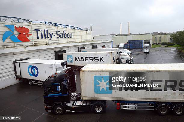 View of the Tilly-Sabco company, a chicken slaughterhouse entreprise knowing financial difficulties, on November 5 in Guerlesquin. The company's...