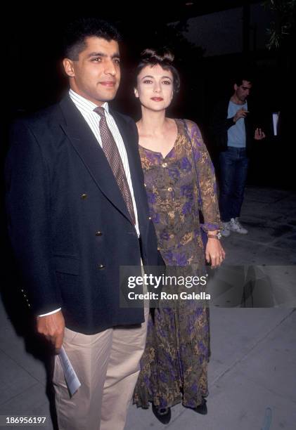 Actress Emma Samms and husband Bansi Nagji attend the "Backdraft" Beverly Hills Premiere on May 22, 1991 at the Academy Theatre in Beverly Hills,...