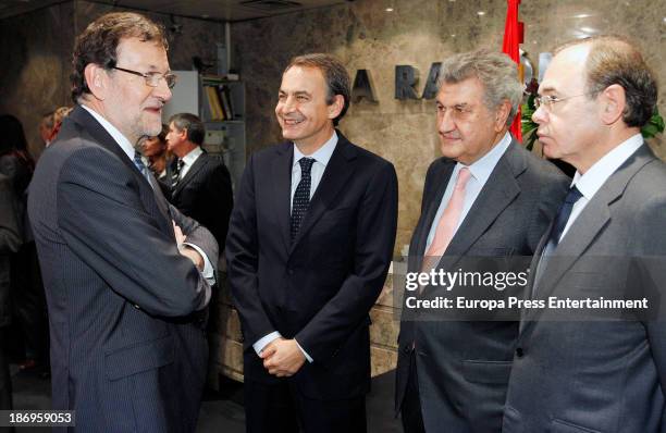 Mariano Rajoy, Jose Luis Rodriguez Zapatero, Jesus Posada and Pio Garcia Escudero attend XV anniversary of 'La Razon' newspaper on November 4, 2013...