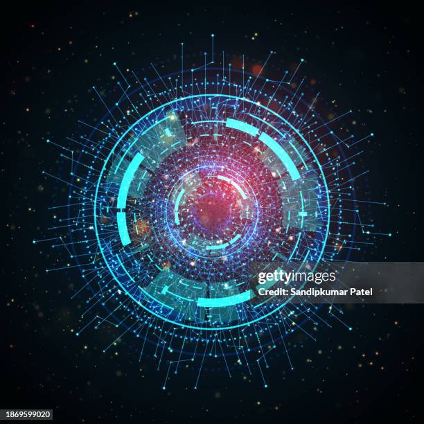 illustrazioni stock, clip art, cartoni animati e icone di tendenza di abstract futuristic circle sci fi technology innovation concept background - programmazione televisiva