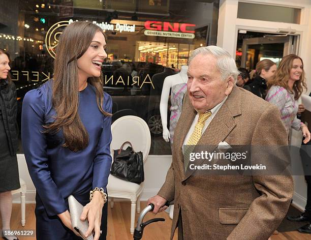 Designer Ariana Rockefeller and David Rockefeller attend the private reception celebrating the opening of the Ariana Rockefeller Pop-up Shop on...