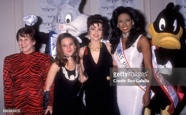 Actress Alice Ghostley, actress Jenna von Oy, actress Emma Samms and Miss USA 1993 Kenya Moore attend Starlight Children's Foundation of Southern...