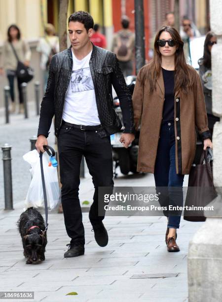 Miguel Angel Silvestre and Blanca Suarez are seen on October 19, 2013 in Madrid, Spain.