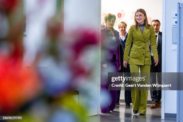 Her Royal Highness Princess Elisabeth Of Belgium, Duchess of Brabant, visits the Princess Elisabeth Children's Hospital on December 20, 2023 in...