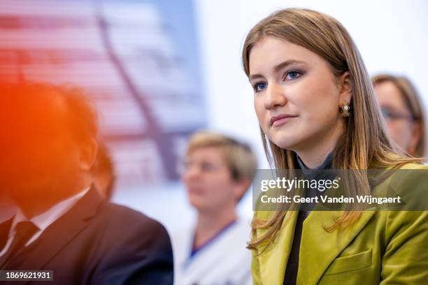 Her Royal Highness Princess Elisabeth Of Belgium, Duchess of Brabant, visits the Princess Elisabeth Children's Hospital on December 20, 2023 in...