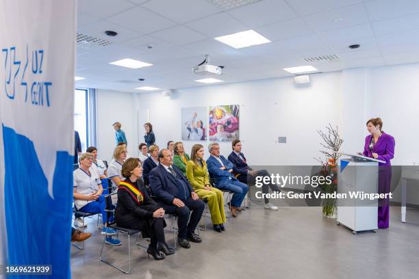 Her Royal Highness Princess Elisabeth Of Belgium, Duchess of Brabant, visits the Princess Elisabeth Children's Hospital on December 20, 2023 in...