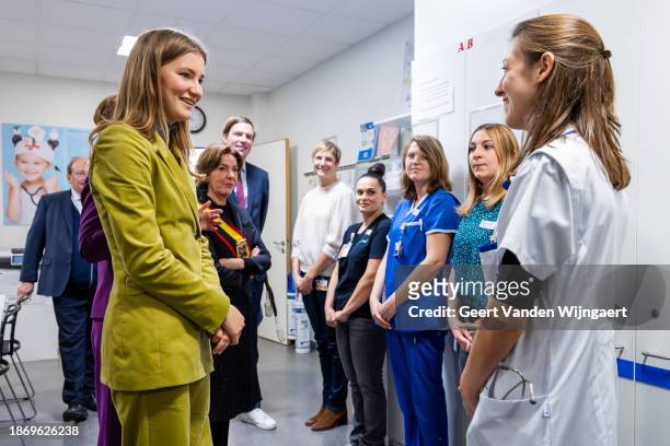 Her Royal Highness Princess Elisabeth Of Belgium, Duchess of Brabant, visits the Princess Elisabeth Children's Hospital on December 20, 2023 in...