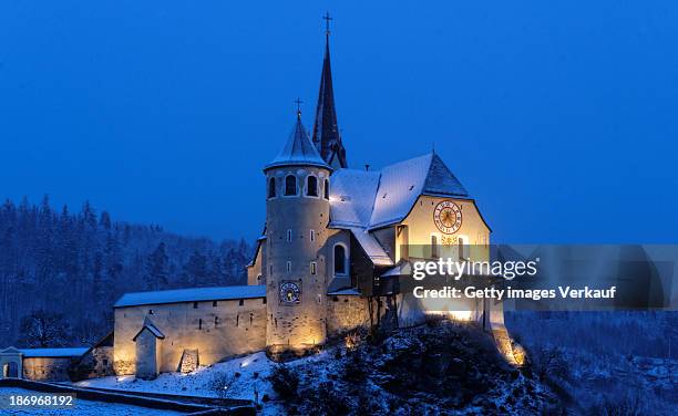 basilika rankweil - a cold winter morning - rankweil stock pictures, royalty-free photos & images