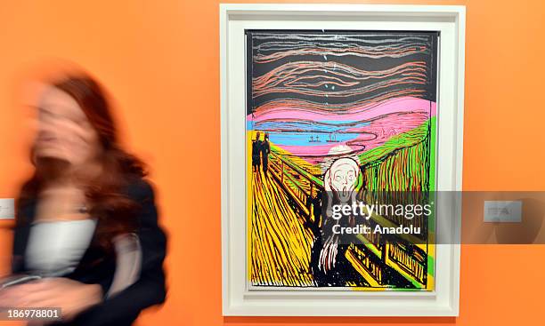Andy Warhol's 'The Scream' is displayed at Cer Modern Art Center during the Munch/Warhol and the Multiple Image exhibition on November 5,2013 in...