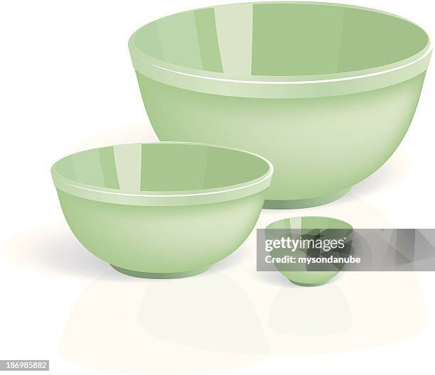 vector green ceramic bowls - empty kitchen table stock illustrations