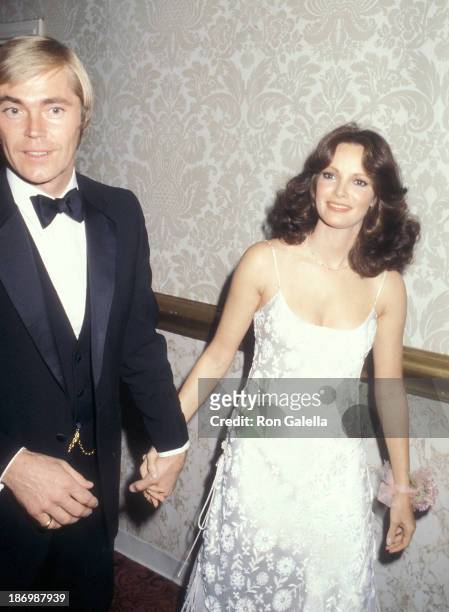 Actress Jaclyn Smith and husband actor Dennis Cole attend the 37th Annual Golden Globe Awards on January 26, 1980 at the Beverly Hilton Hotel in...