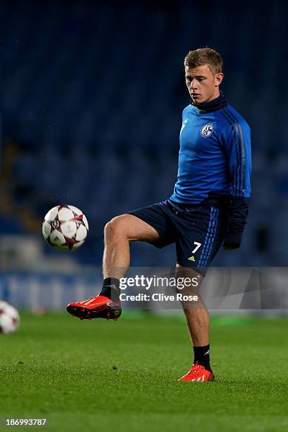 Maximilian Meyer of FC Schalke in action during a training Session on November 5, 2013 in London, England.