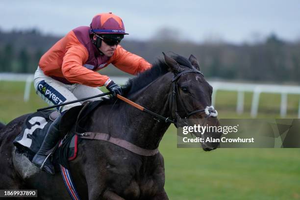 Jonathan Burke riding Gidleigh Park clear the last to win The BetVictor EBF Stallions 'National Hunt' Novices' Hurdle at Newbury Racecourse on...