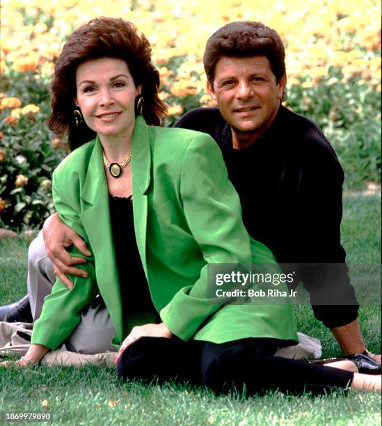 Actress Annette Funicello and Actor Frankie Avalon at her home, April 10, 1990 in Los Angeles, California.