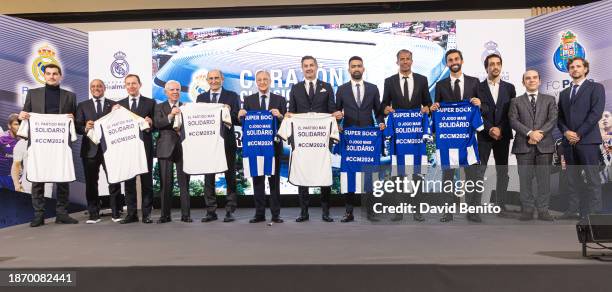 Iker Casillas, Roberto Carlos, Emilio Butragueño, Jose Martinez Sanchez aka 'Pirri', Florentino Perez, Vitor Baia, Alvaro Arbeloa attend the "Corazón...