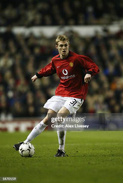 Darren Fletcher of Manchester United with the ball at his feet during the UEFA Champions League Group D, Phase 2 match between Manchester United and...