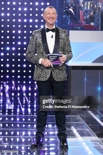 Amadeus attends Sanremo Giovani 2023 at Casinò di Sanremo on December 19, 2023 in Sanremo, Italy.