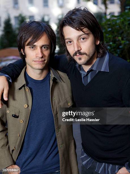 Actors Diego Luna and Gael Garcia Bernal are photographed for Self Assignment on October 9, 2010 in New York City.