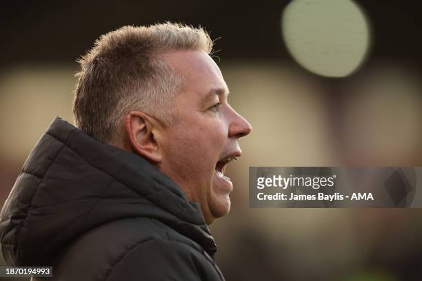 Darren Ferguson the head coach / manager of Peterborough United during the Sky Bet League One match between Shrewsbury Town and Peterborough United...