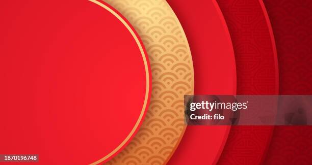 chinese new year curve red gold background - chinese new year stock illustrations